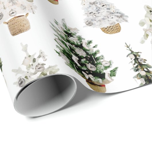 Papier Cadeau Boho Aquarelle Noël Composition Salutation (Coin rond)