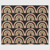 Papier Cadeau Boho Arc-en-ciel Filles noires, roses et jaunes (Plat)