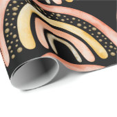 Papier Cadeau Boho Arc-en-ciel Filles noires, roses et jaunes (Coin rond)