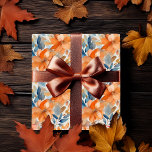 Papier Cadeau Boho Automne Floral Floroms Terracotta Apricot Ble<br><div class="desc">Belle boho dans le style, cette chute d'aquarelle | le motif d'automne présente des fleurs en abricot, rose de dusky, et en terre cuite avec feuillage bleu clair à foncé sur un arrière - plan blanc. Parfait pour célébrer les occasions d'automne, des mariages et des nuptiaux aux baby showers et...</div>