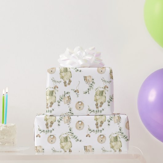 Papier Cadeau Boho Baby Bib Motif de verdure (Cadeaux de fête)