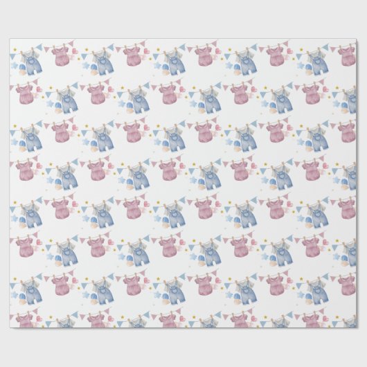 Papier Cadeau Boho Baby Clotheline Sexe Révélation (Plat)