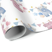 Papier Cadeau Boho Baby Clotheline Sexe Révélation (Coin rond)