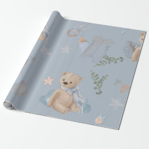 Papier Cadeau Boho bébé ours en peluche Papier d'enveloppement
