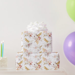 Papier Cadeau Boho Beige, Herbe de Pampa Terracotte Aquarelle We