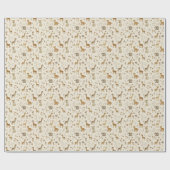 Papier Cadeau Boho Blanc Beige Jungle Animaux (Plat)