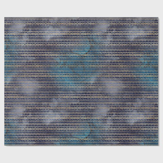 Papier Cadeau Boho Blue Gold (Plat)