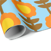Papier Cadeau Boho Botanica Retro Floral Wrapping Paper (Coin rond)