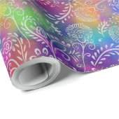 Papier Cadeau Boho Botaniques Purple Haze Batik Style (Coin rond)