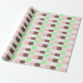 Papier Cadeau Boho Brown, Bourgogne, vert et mauve Whimsical (Déroulé)