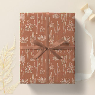 Papier Cadeau Boho Cactus Western Southern Warm Neutral Clay