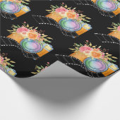 Papier Cadeau Boho Camera & Florals Motif aquarelle (Coin)