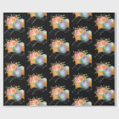 Papier Cadeau Boho Camera & Florals Motif aquarelle (Plat)