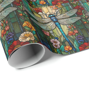 Papier Cadeau Boho chic dragonfly de style Art nouveau