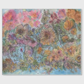 Papier Cadeau Boho Chic Flower Garden aquarelle peinture (Plat)