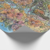 Papier Cadeau Boho Chic Flower Garden aquarelle peinture (Coin)