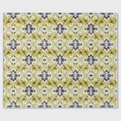 Papier Cadeau Boho chic gris foncé et jaune ikat motif tribal (Plat)