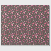 Papier Cadeau Boho Chic motif floral en rose et Brown (Plat)