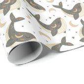 Papier Cadeau Boho Cute Whale Moon Star (Coin rond)