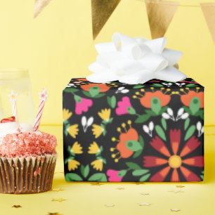 Papier Cadeau Boho Design Bold Color Floral