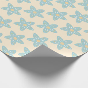 Papier Cadeau Boho Dusty Blue Flower Motif Jaune Arrière - plan