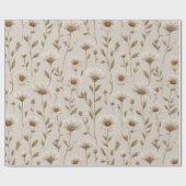 Papier Cadeau Boho Earth Tone Daisy Tan Floral Pattern (Plat)