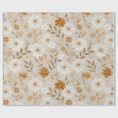 Papier Cadeau Boho Earth Tone Daisy Tan Floral Pattern (Plat)