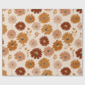 Papier Cadeau Boho Earth Tone Daisy Tan Floral Pattern (Plat)