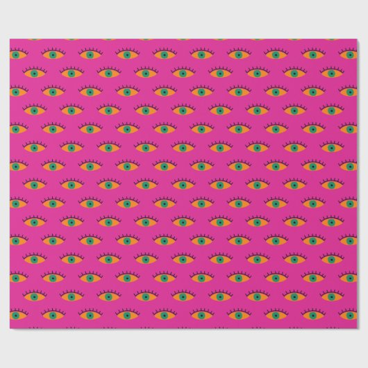 Papier Cadeau BOHO Evil Eye Motif Funky Fuchsia Fun (Plat)