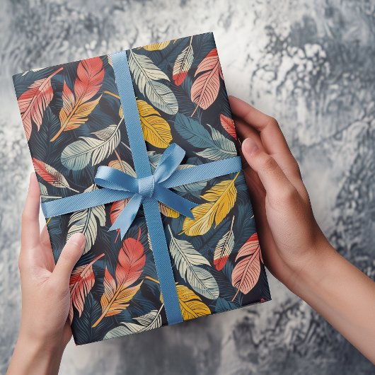 Papier Cadeau Boho Feathers