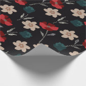 PAPIER CADEAU BOHO FLEURS ABSTRAITES EN NOIR (Coin)