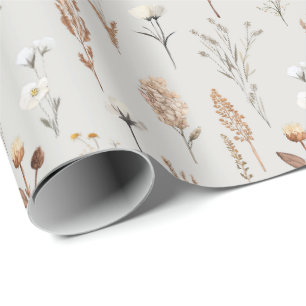 Papier Cadeau Boho Fleurs de mauvaises herbes rustique
