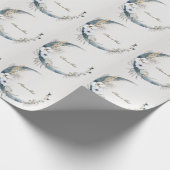 Papier Cadeau Boho Fleurs d'Orchidée Blanche Lune Bleue Élégante (Coin)