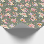 Papier Cadeau Boho Floral été sur Grey (Coin)