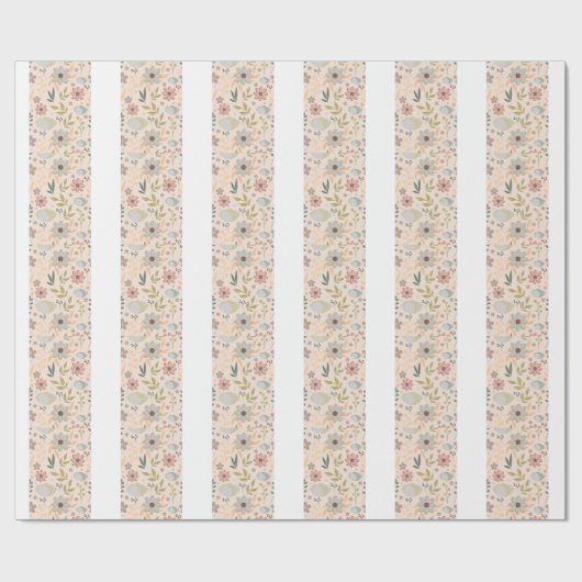Papier Cadeau Boho Floral Wrapping Paper Pattern-Cute Aesthetic (Plat)