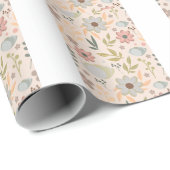 Papier Cadeau Boho Floral Wrapping Paper Pattern-Cute Aesthetic (Coin rond)