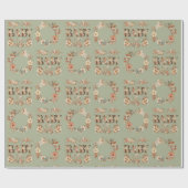 Papier Cadeau Boho Floral Wreath Aquarelle Vert bébé Cadeau (Plat)