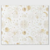 Papier Cadeau Boho Gold Space doodles Design blanc (Plat)