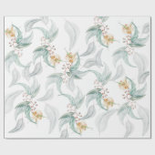 Papier Cadeau Boho Gris Monnaie Aquarelle Eucalyptus Floral (Plat)