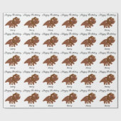 Papier Cadeau Boho Joyeux anniversaire Dinosaures personnalisés (Plat)