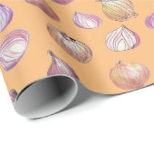 Papier Cadeau Boho Kitchen Onions Légume Dessiné À La Main Terra (Coin rond)