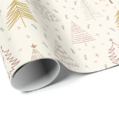Papier Cadeau Boho ligne de Noël Arbre à envelopper Papier (Coin rond)