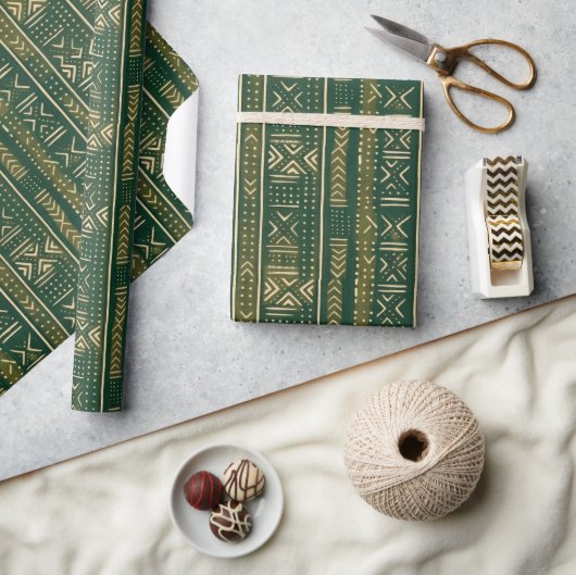 Papier Cadeau Boho Linear Mudcloth | Forêt de mousse (Artisanat)