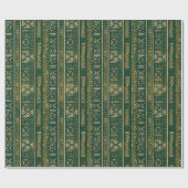 Papier Cadeau Boho Linear Mudcloth | Forêt de mousse (Plat)