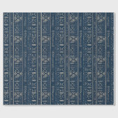 Papier Cadeau Boho Linear Mudcloth | Indigo Classique (Plat)