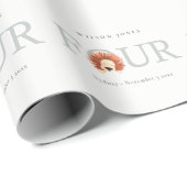 Papier Cadeau Boho Lion Watercolor 4e fête d'anniversaire (Coin rond)