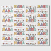 Papier Cadeau Boho Mama Texte avec Fleurs et Noms d'Enfants Moti (Plat)