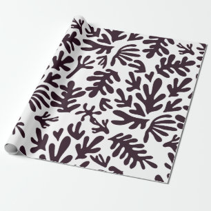 Papier Cadeau Boho Matisse Formes Botaniques Motif Noir Blanc