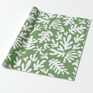 Papier Cadeau Boho Matisse Formes botaniques Noir vert foncé