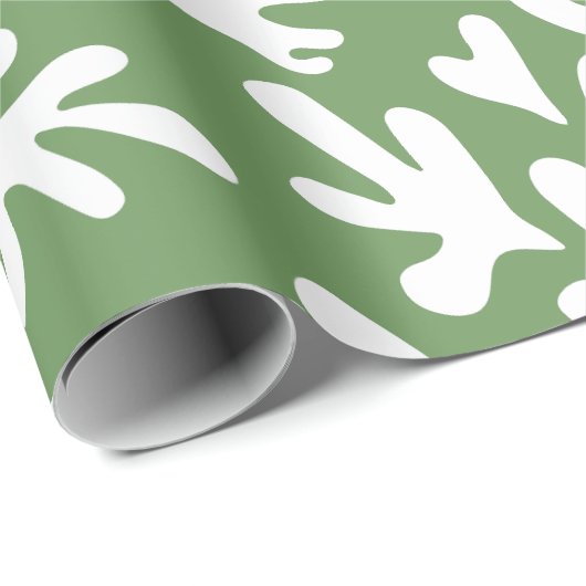 Papier Cadeau Boho Matisse Formes botaniques Noir vert foncé (Coin rond)